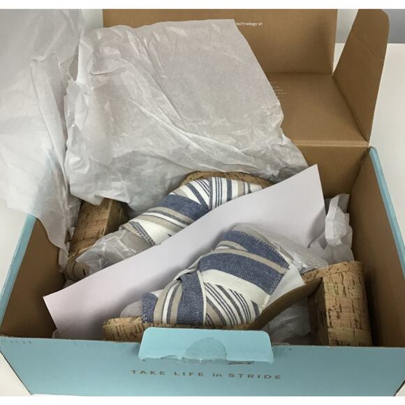 Lifestride Laguna Peep Toe Slip On Cork Chunky Heel Sandal Mule sz 6 NWT NEW BOX - Picture 10 of 13